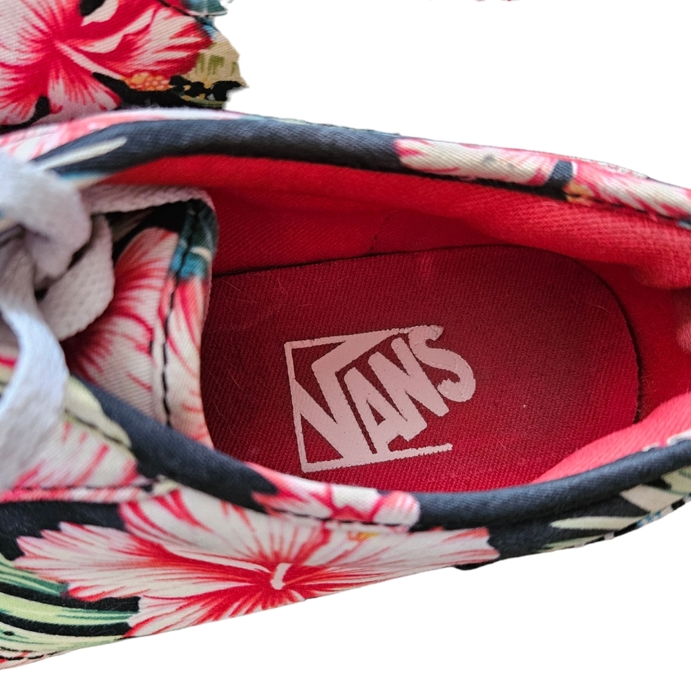 VANS Tropical Floral On Black Lace Up Sneakers Women's Size 8 - Picture 4 of 5
